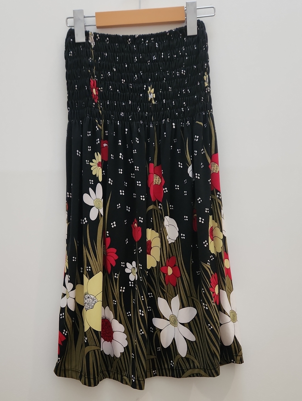 Black Floral Strapless Dress